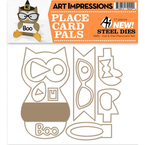 Art Impressions Die Cat & Owl Placecard Set