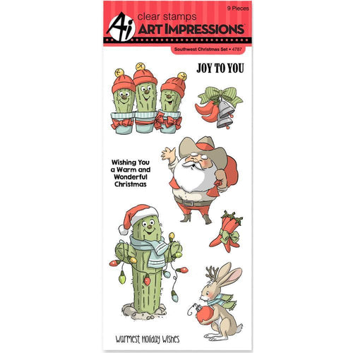 Art Impressions Christmas Cling Rubber Stamp Set 8 inch X4 inch Southwest Christmas