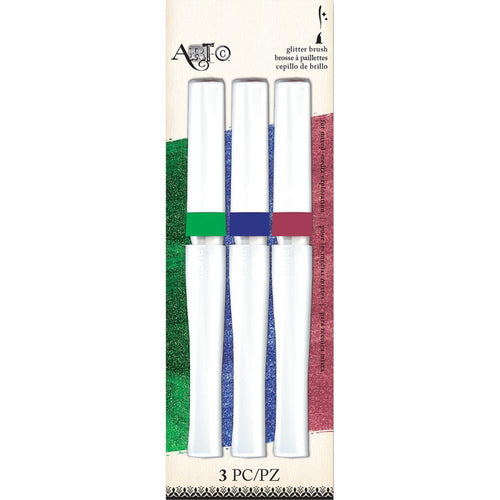 Art-C Pre-Filled Glitter Waterbrushes 3 pack Green, Indigo & Brick Red