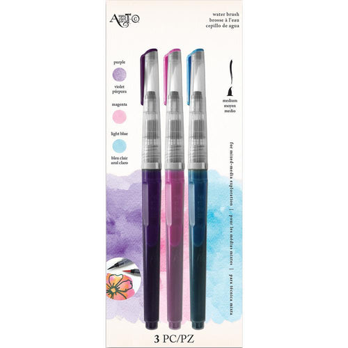 Art-C Pre-Filled Waterbrushes 3 pack Purple, Magenta, & Light Blue