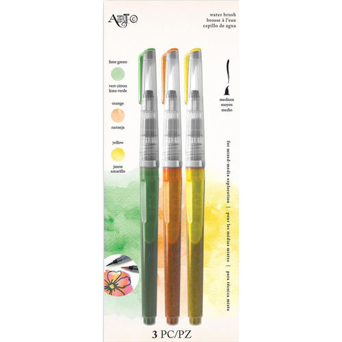 Art-C Pre-Filled Waterbrushes 3 pack Lime Green, Orange & Yellow