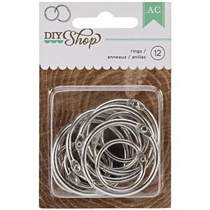 American Crafts DIY Shop Metal Hinged O-Rings 12/Pkg (6) 1in. & (6) 1.5in.