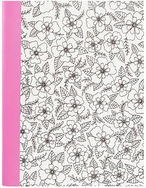 American Crafts - Hall Pass Adult Coloring Composition Notebook 7.5 inch X9.75 inch Floral
