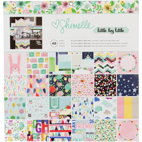 American Crafts Single-Sided Paper Pad 12 inch X12 inch 48 pack Shimelle Little By Little