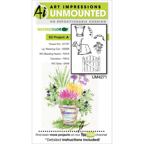 Art Impressions Watercolor Cling Rubber Stamps 4 inch X7 inch EZ Project A