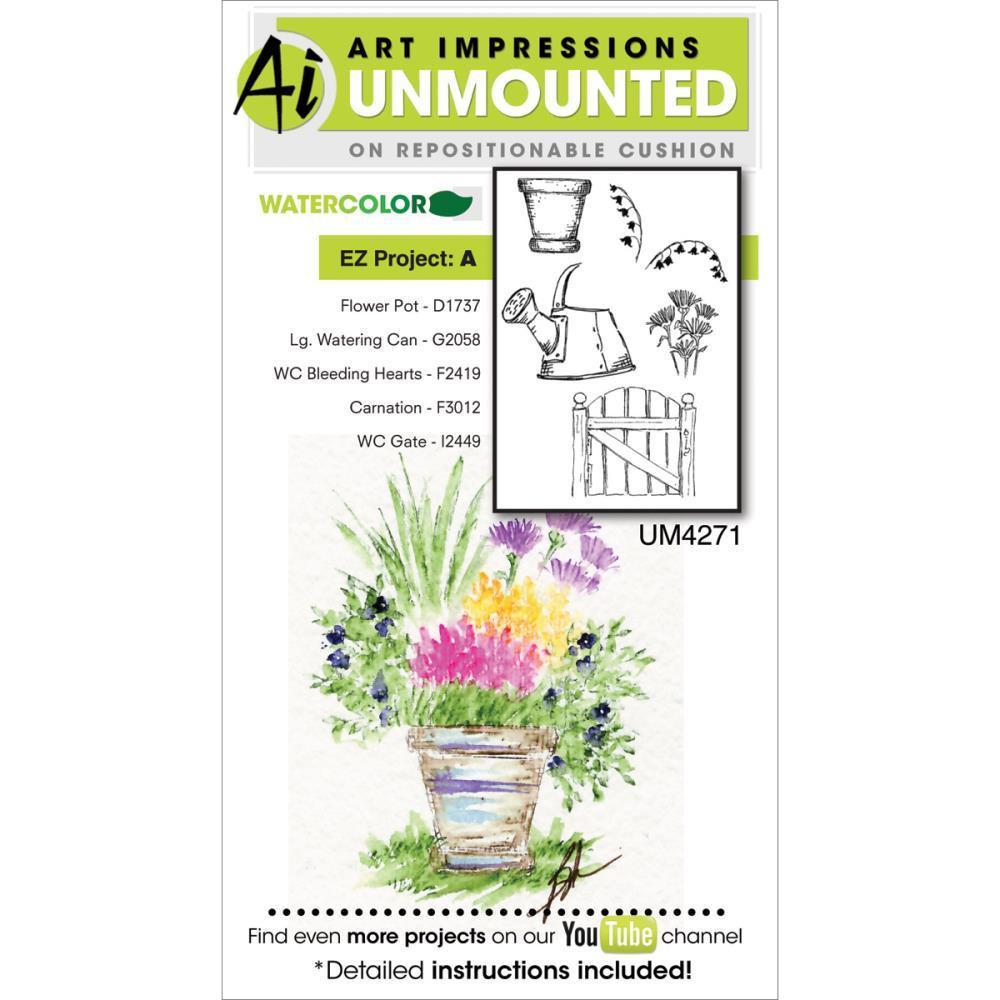 Art Impressions Watercolor Cling Rubber Stamps 4 inch X7 inch EZ Project A