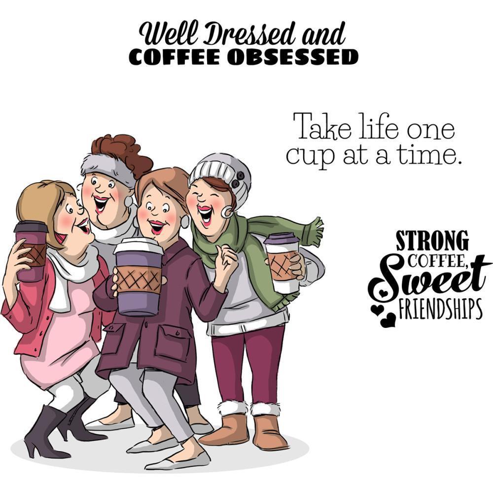 Art Impressions Girlfriends Cling Rubber Stamps 10X4.5 inches - Latte Love