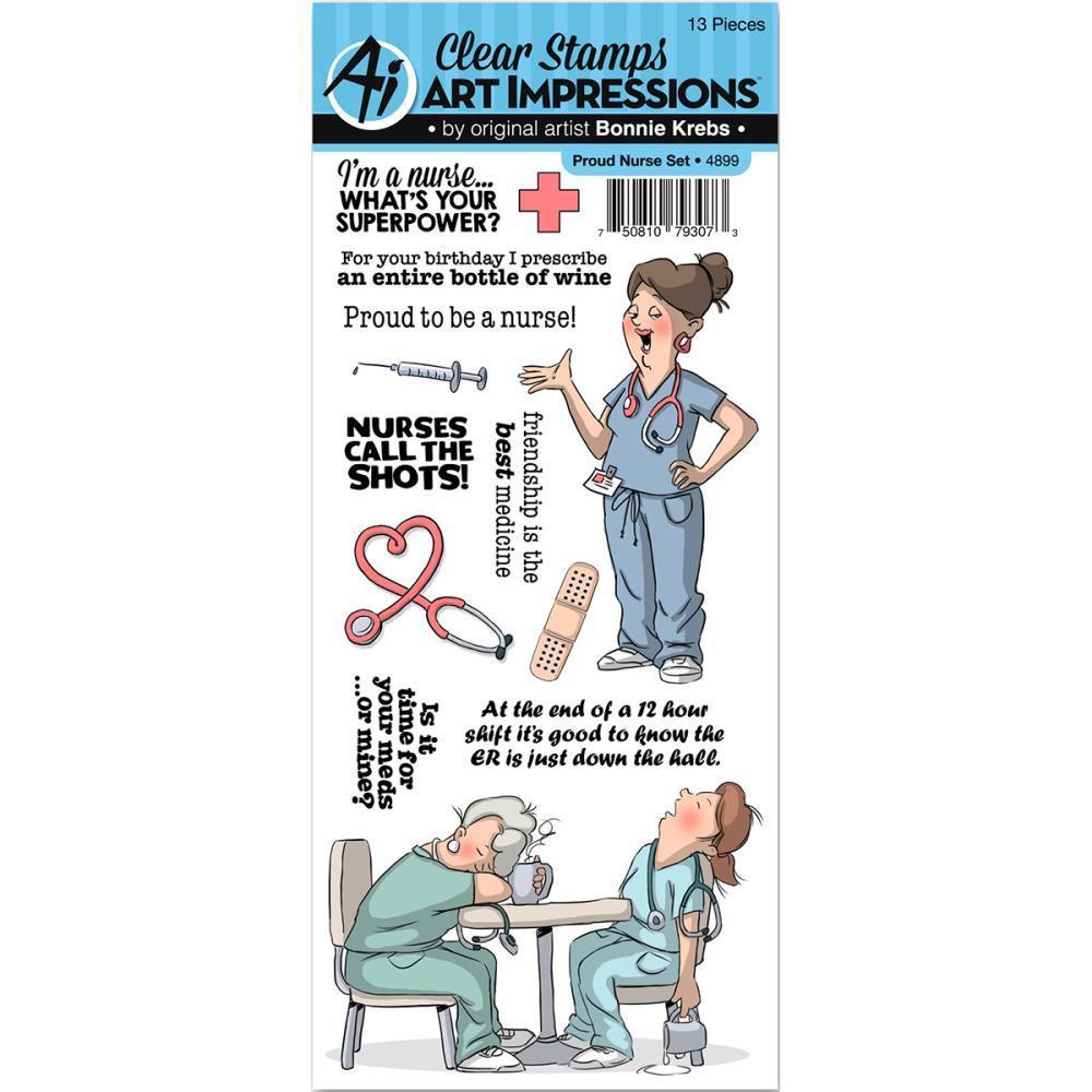 Art Impressions Work & Play Cling Rubber Stamp - Proud Nurse