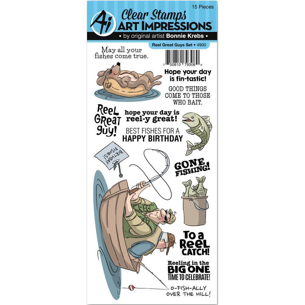 Art Impressions Work & Play Cling Rubber Stamp - Reel Great Guys