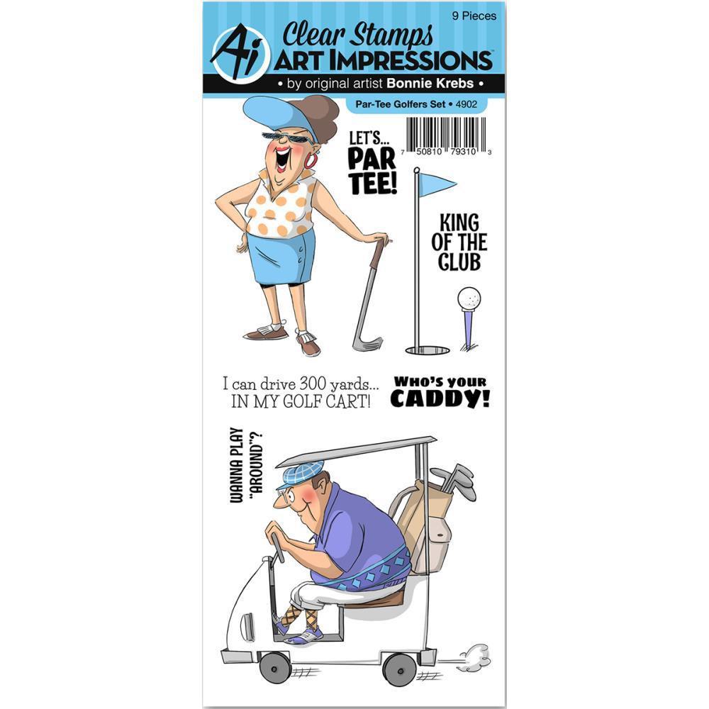 Art Impressions Work & Play Cling Rubber Stamp - Par-Tee Golfers