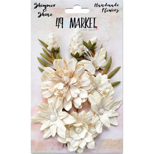 49 and Market - Shimmer & Shine Flowers 1.5-2 inch 11 pack - Ivory Fleur Des Champs