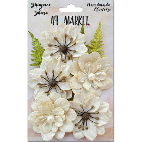 49 and Market - Shimmer & Shine Flowers Assorted Sizes 9 pack - Ivory Jardin Secret