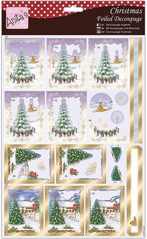 Anita's A4 Foiled Decoupage Sheet Christmas Village