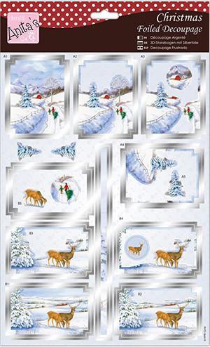 Anita's A4 Foiled Decoupage Sheet A Winter's Stroll