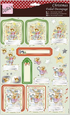 Anita's A4 Foiled Decoupage Sheet Merry Mouse