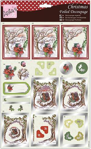 Anita's A4 Foiled Decoupage Sheet Snowflurry Adventure