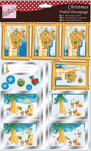 Anita's A4 Foiled Decoupage Sheet Christmas Treehouse