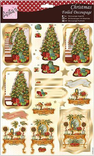 Anita's A4 Foiled Decoupage Sheet - Golden Christmas