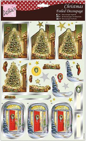 Anita's A4 Foiled Decoupage Sheet Christmas At The Manor