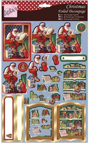 Anita's A4 Foiled Decoupage Sheet - Santa's List