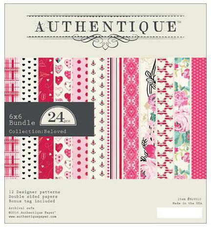 Authentique Double-Sided Cardstock Pad 6 inch X6 inch 24 pack Beloved, 12 Designs/2 Each