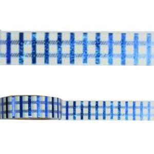 Amazing Value Foil Washi Tape - White with Metallic Blue Check Design
