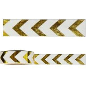 Amazing Value Foil Washi Tape - White with Metallic Gold Chevron Design