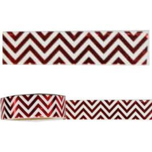 Amazing Value Foil Washi Tape - Metallic Red with White ZigZag Design