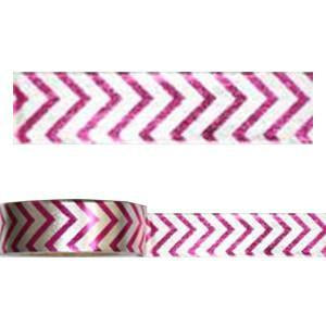 Amazing Value Foil Washi Tape - White with Hot Pink Chevron Design