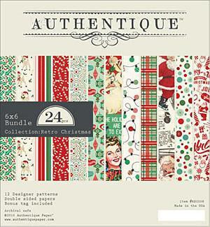 Authentique Double-Sided Cardstock Pad 6inch X6inch 24 pack  Retro Christmas12 Designs/2 Each