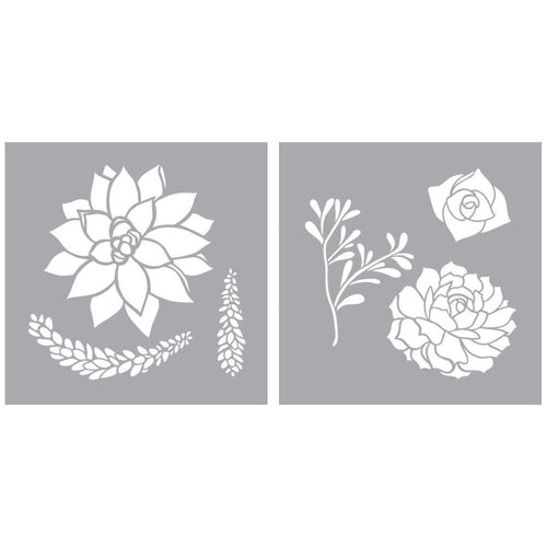 Americana Decor Stencil 8 inch X8 inch 2 pack Garden Bloom