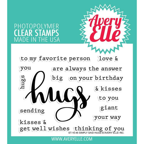 Avery Elle Clear Stamp Set 4X3 inch - Simply Said Hugs