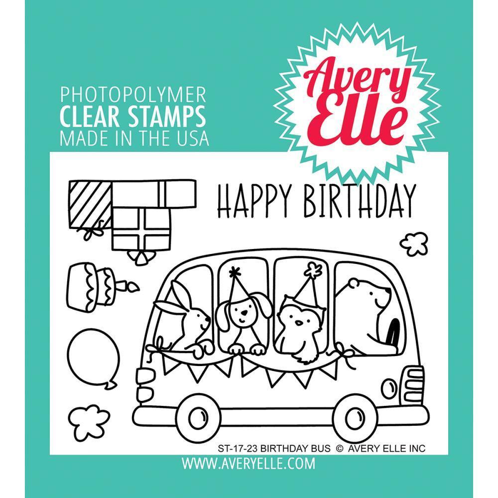 Avery Elle Clear Stamp Set 4X3 inch - Birthday Bus