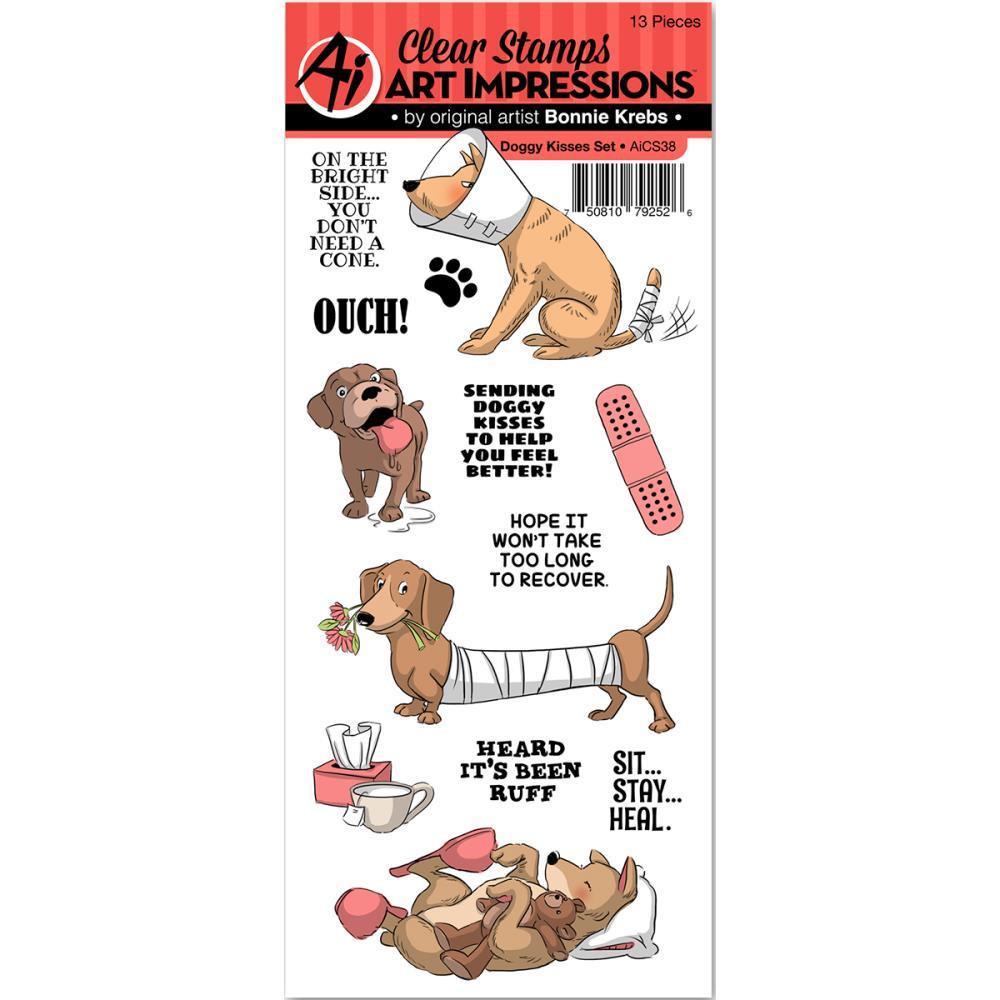 Art Impressions Funny Farm Cling Rubber Stamp - Doggy Kisses