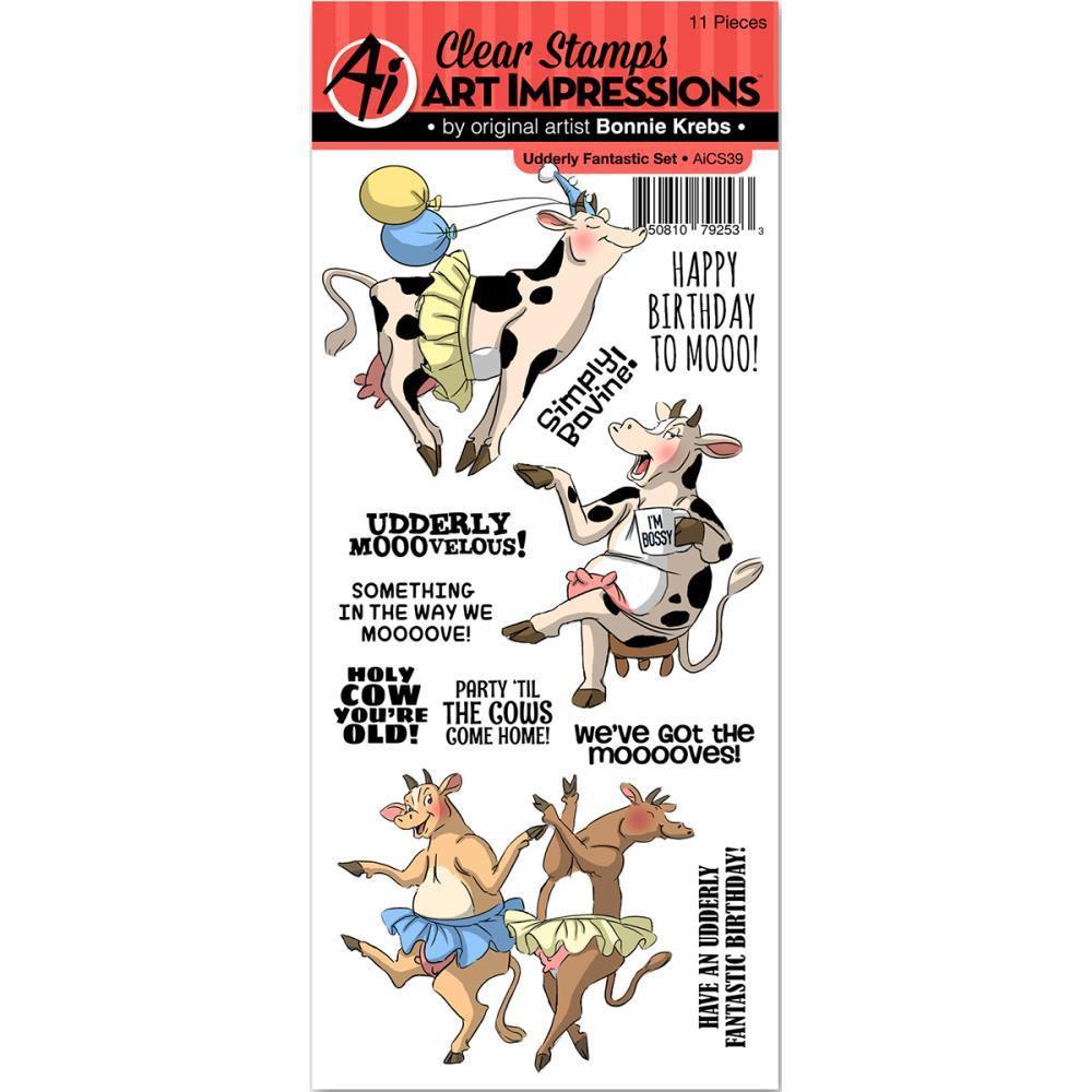 Art Impressions Funny Farm Cling Rubber Stamp - Udderly Fantastic