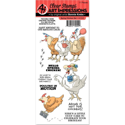 Art Impressions Funny Farm Cling Rubber Stamp Spring Chicken