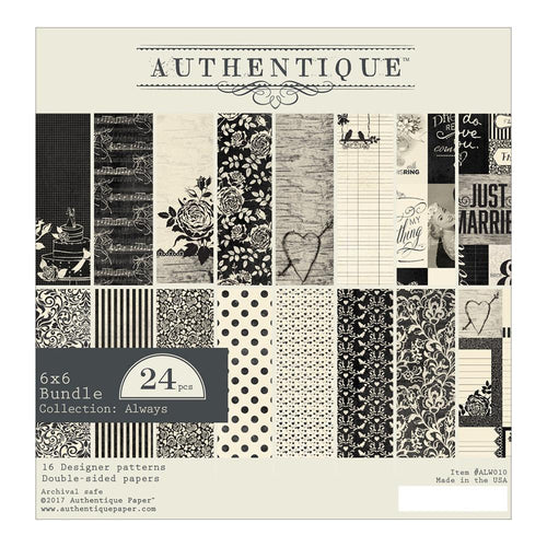 Authentique Double-Sided Cardstock Pad 6X6 inch 24 pages - Always, 8 Designs/3 Each