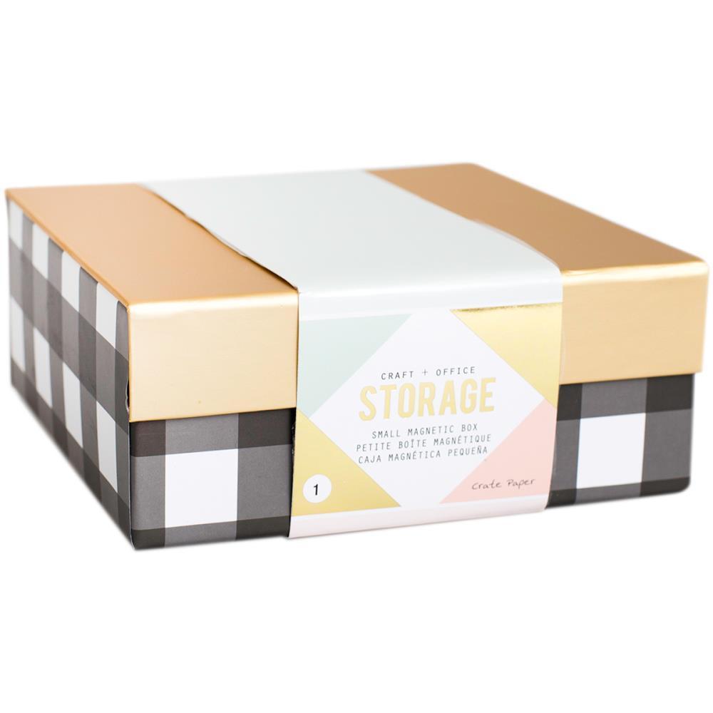 American Crafts - Desktop Storage Magnetic Box Small Black/White Stripes