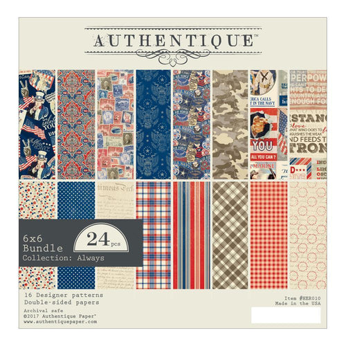 Authentique Double-Sided Cardstock 6X6 inch 24 pages - Heroic, 8 Designs/3 Each