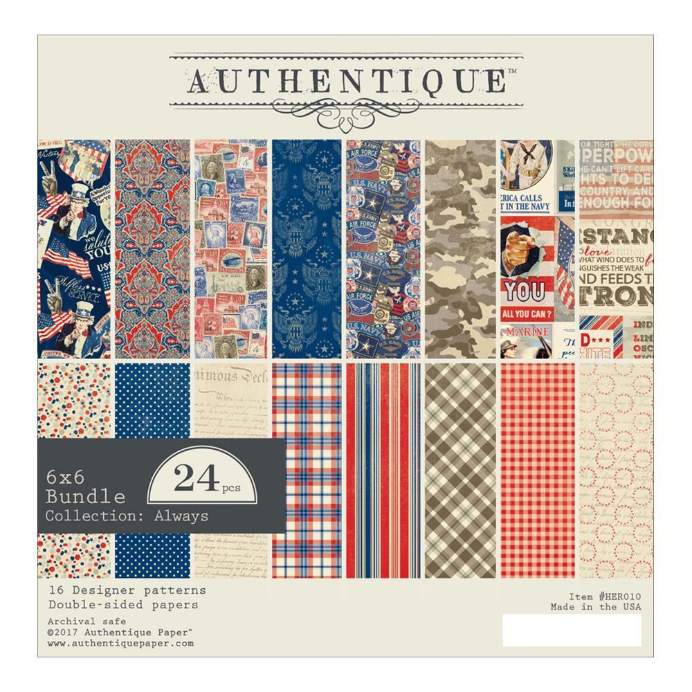 Authentique Double-Sided Cardstock 6X6 inch 24 pages - Heroic, 8 Designs/3 Each